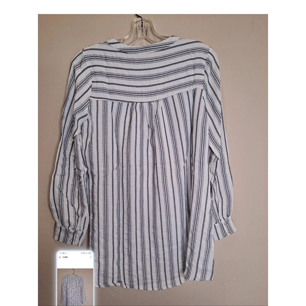 Soft Surroundings Belinda Striped Tunic Top Snap Front Shirt S NWT - Picture 3 of 9